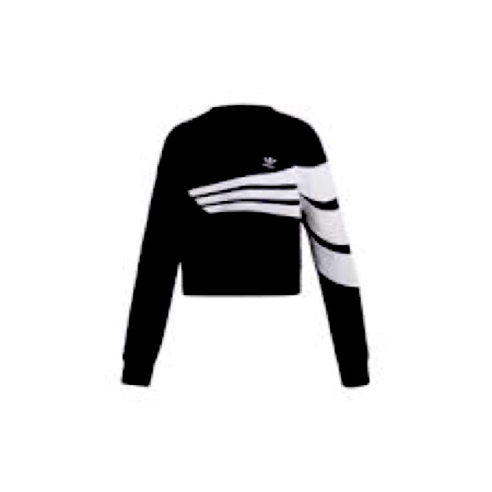 Adidas crop top tagged size black long sleeve 3 white strips